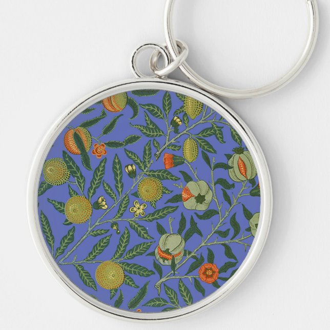 William Morris Blue Wallpaper Pattern Keychain (Front)