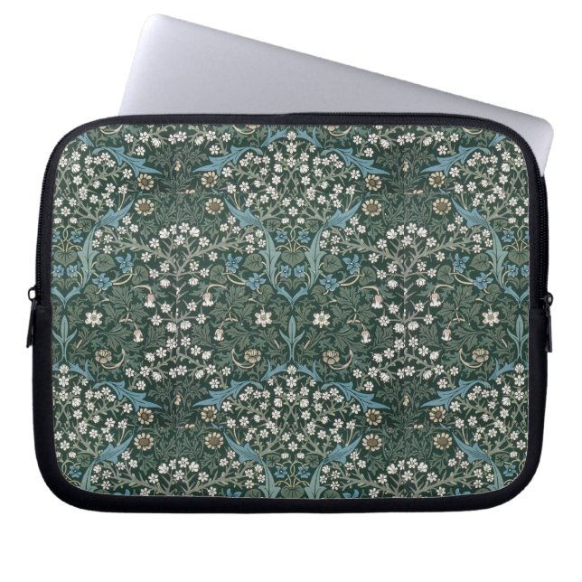 William Morris Blue White & Green Floral  Laptop Sleeve (Front)