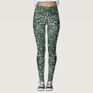 William Morris Blue White & Green Floral Leggings