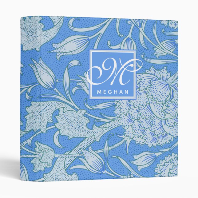 William Morris - Blue Wild Tulips & Monogram Binder (Front/Spine)