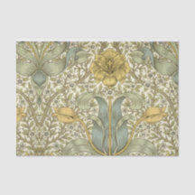 William Morris Blue Yellow Floral Tissue Paper 