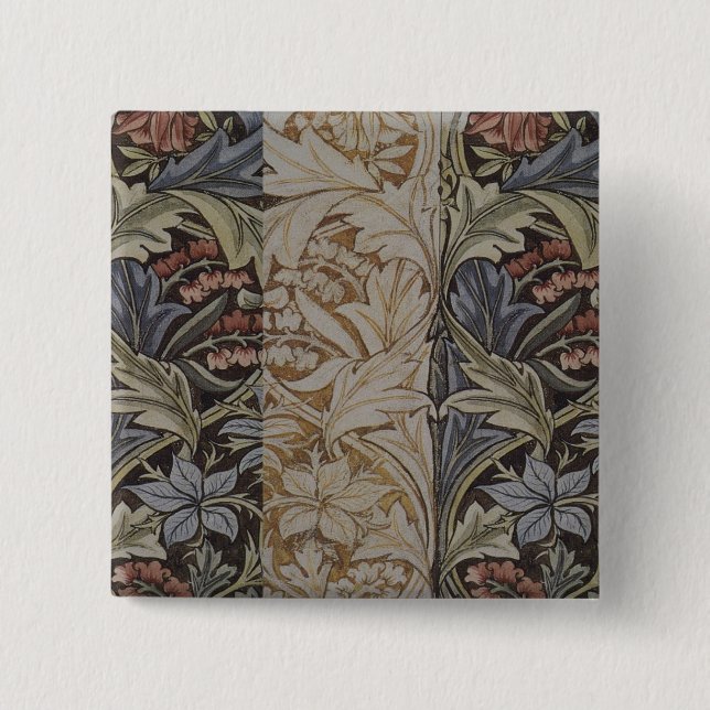 William Morris Bluebell Tapestry Botanical Classic 2 Inch Square Button (Front)