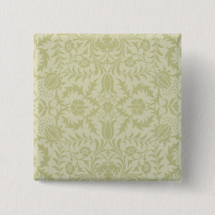 William Morris Borage vintage soft green damask 2 Inch Square Button