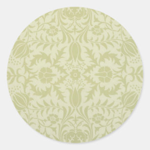 William Morris Borage vintage soft green damask Classic Round Sticker