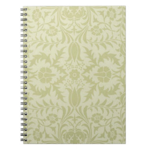 William Morris Borage vintage soft green damask Notebook
