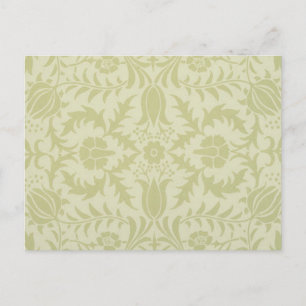 William Morris Borage vintage soft green damask Postcard