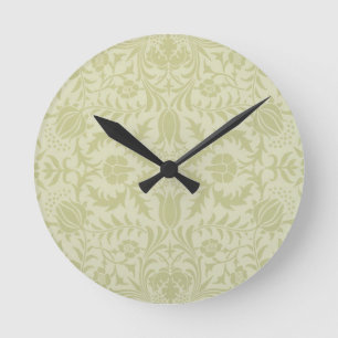 William Morris Borage Wedding Soft Green Round Clock