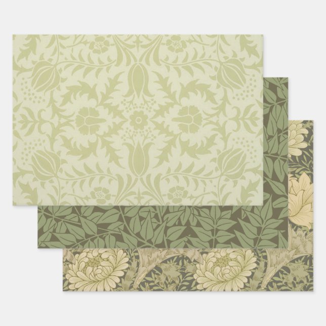 William Morris Borage Wedding Soft Green Wrapping Paper Sheet (Set)