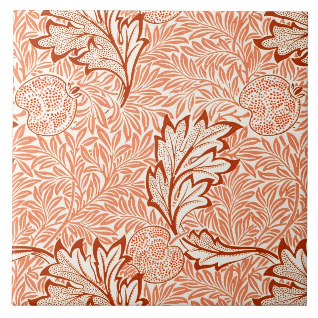 William Morris Botanical Apple Design Tile (Front)