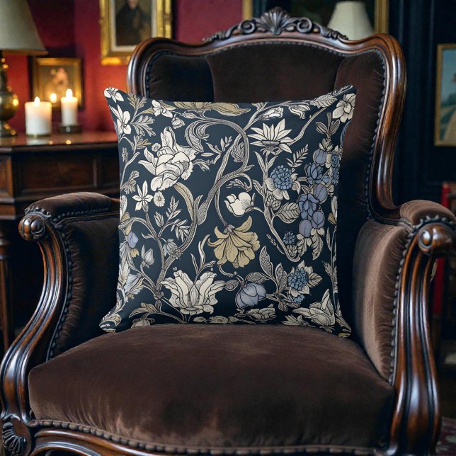 William Morris Botanical Damask Pattern Throw Pillow (Creator Uploaded)