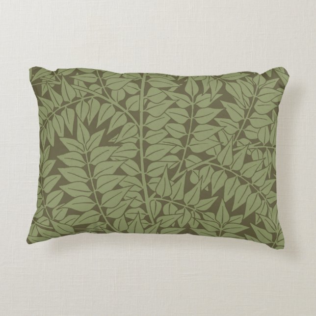 William Morris Branch Leaves Wallpaper Accent Pillow (Back)