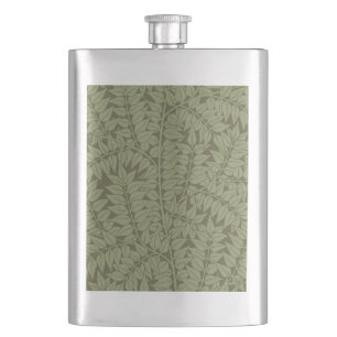 William Morris Branch Leaves Wallpaper Hip Flask