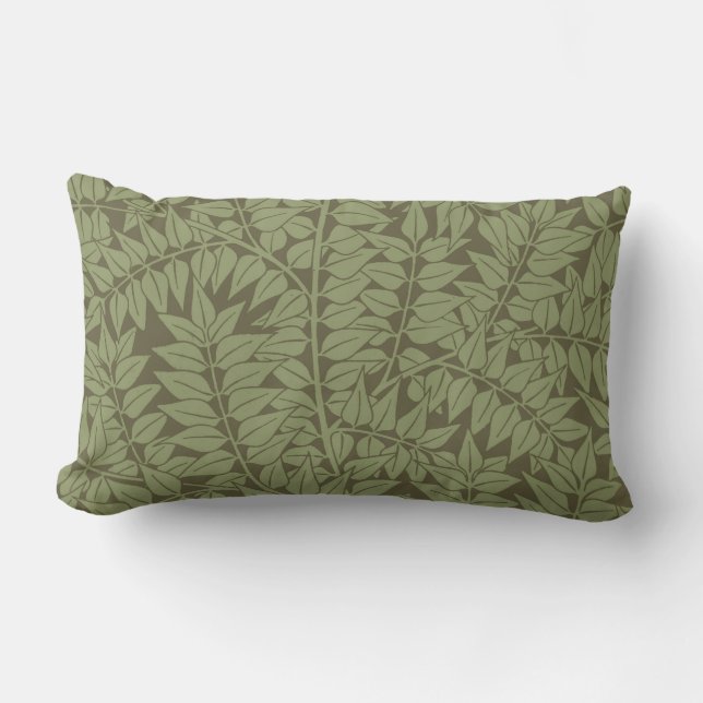 William Morris Branch Leaves Wallpaper Lumbar Pillow (Front)