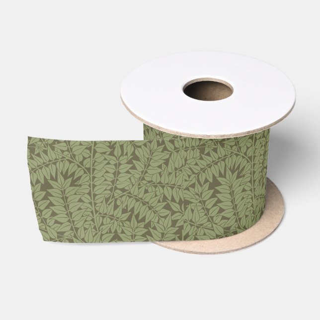 William Morris Branch Leaves Wallpaper Satin Ribbon (Spool)