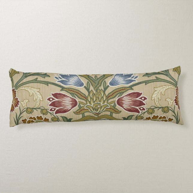William Morris Brocade Floral Wallpaper Pattern Body Pillow (Back)