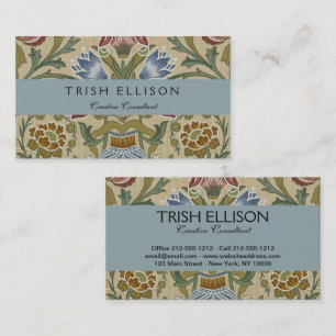 William Morris Brocade Floral Wallpaper Pattern Business Card