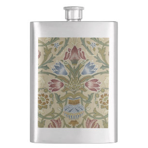 William Morris Brocade Floral Wallpaper Pattern Hip Flask
