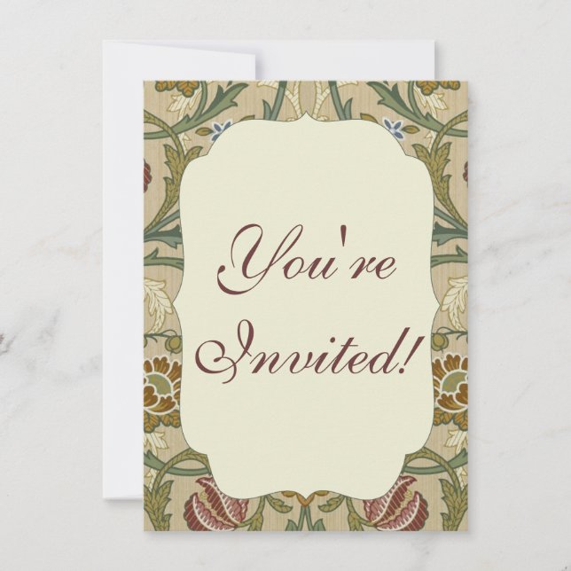 William Morris Brocade Floral Wallpaper Pattern Invitation (Front)