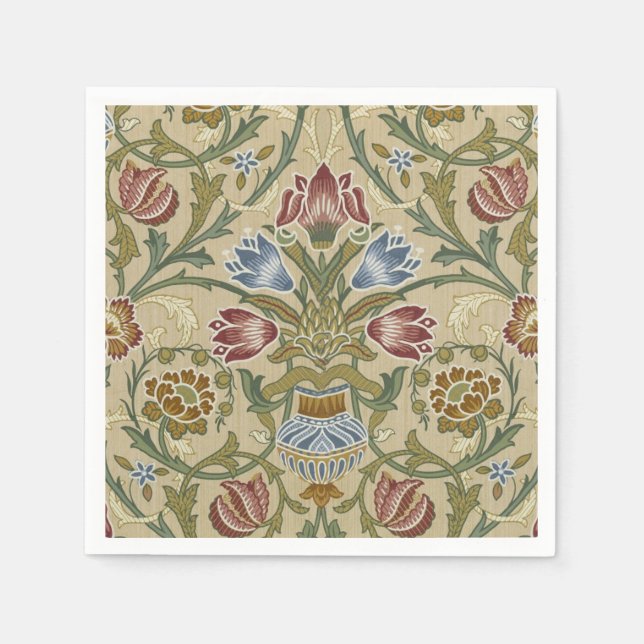 William Morris Brocade Floral Wallpaper Pattern Napkin (Front)