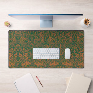 William Morris Brother Rabbit Amber Black Pattern Desk Mat