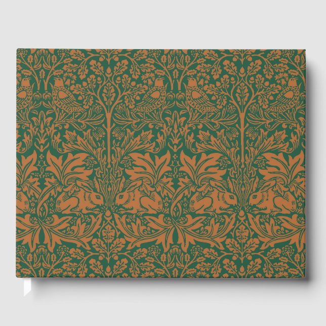 William Morris Brother Rabbit Amber Black Pattern Guest Book (Front)