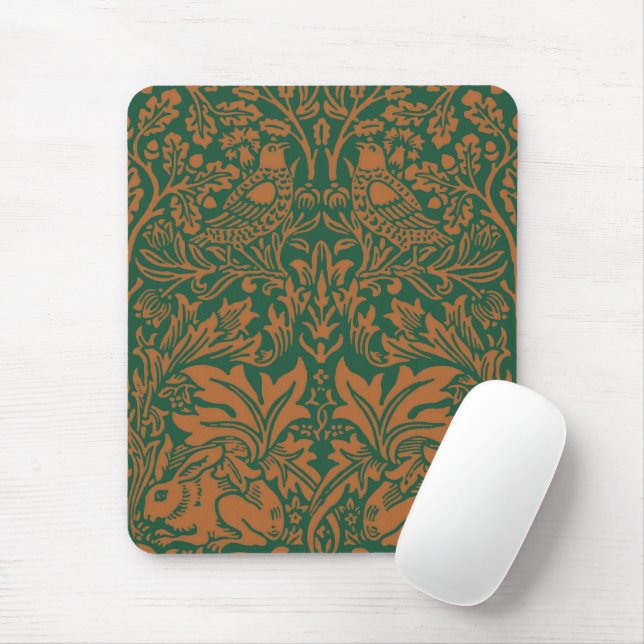 William Morris Brother Rabbit Amber Black Pattern Mouse Pad (With Mouse)