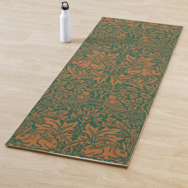 William Morris Brother Rabbit Amber Black Pattern Yoga Mat (In Situ)