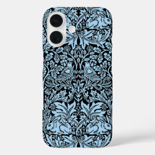 William Morris Brother Rabbit Light Blue Black iPhone 16 Case