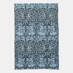 William Morris Brother Rabbit Light Blue Black Kitchen Towel