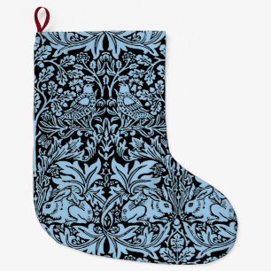 William Morris Brother Rabbit Light Blue Black Large Christmas Stocking
