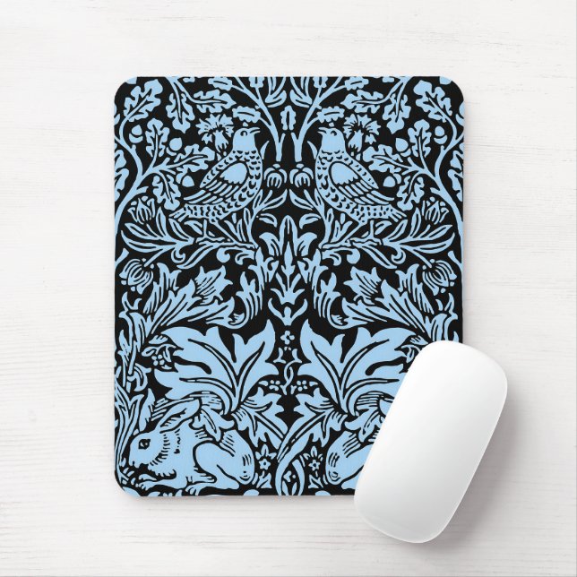 William Morris Brother Rabbit Light Blue Black Mouse Pad (With Mouse)