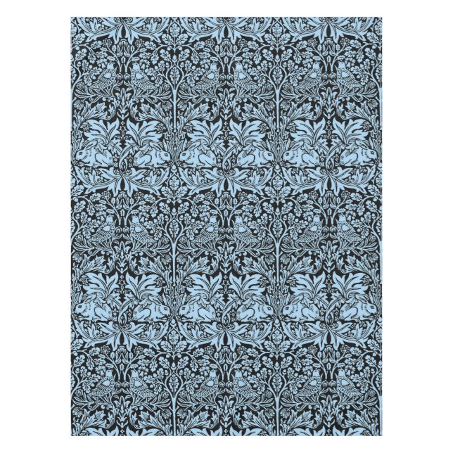 William Morris Brother Rabbit Light Blue Black Tablecloth (Front)