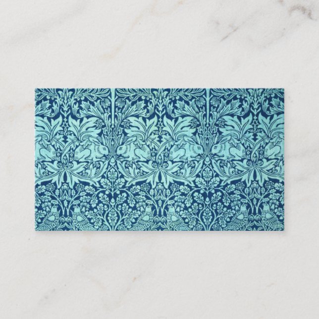 William Morris Brother Rabbit Pattern in Blue Business Card (Front)