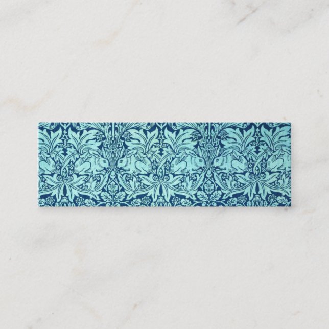 William Morris Brother Rabbit Pattern in Blue Mini Business Card (Front)