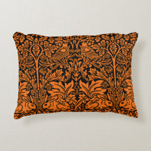 William Morris Brother Rabbit Rust Black Pattern Accent Pillow