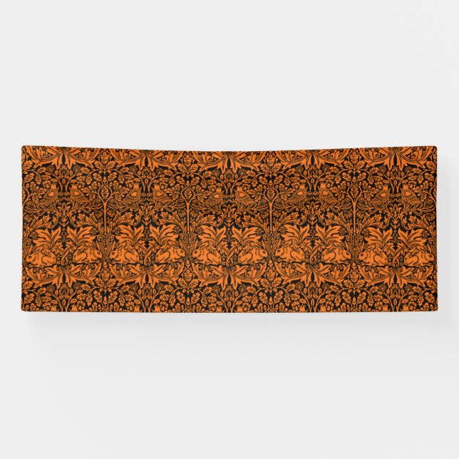 William Morris Brother Rabbit Rust Black Pattern Banner (Horizontal)