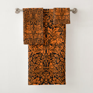 William Morris Brother Rabbit Rust Black Pattern Bath Towel Set