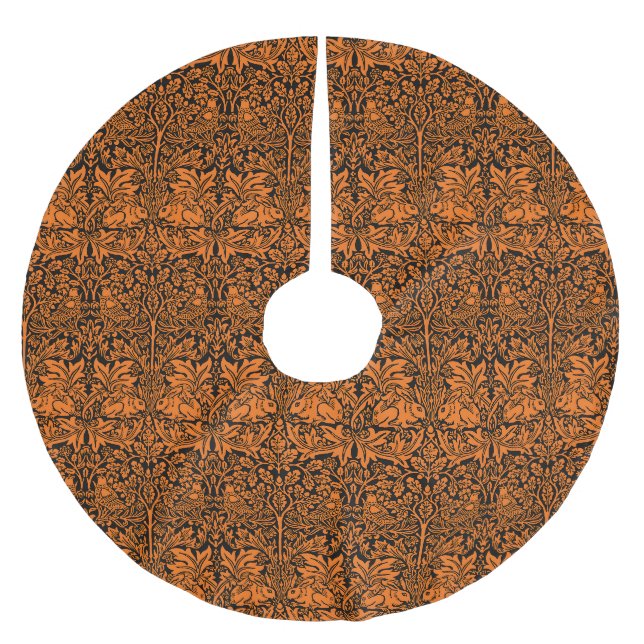 William Morris Brother Rabbit Rust Black Pattern Brushed Polyester Tree Skirt (Front)