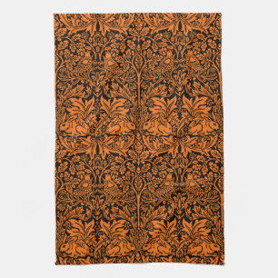 William Morris Brother Rabbit Rust Black Pattern Kitchen Towel