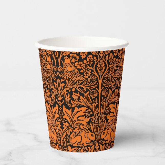 William Morris Brother Rabbit Rust Black Pattern Paper Cups (Front)