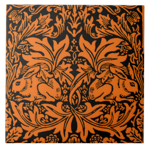 William Morris Brother Rabbit Rust Black Pattern Tile