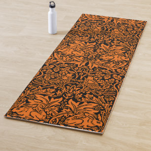 William Morris Brother Rabbit Rust Black Pattern Yoga Mat