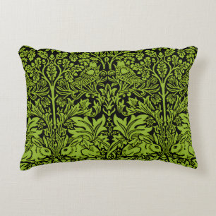 William Morris Brother Rabbit Sage Green Black Accent Pillow