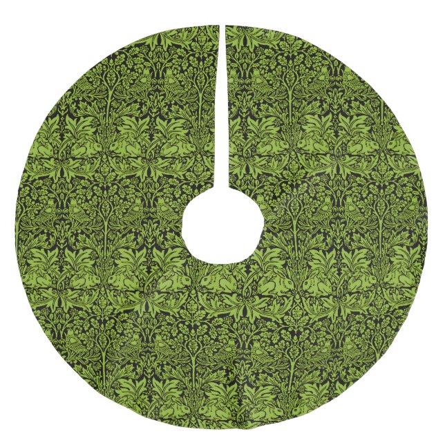 William Morris Brother Rabbit Sage Green Black Brushed Polyester Tree Skirt (Front)