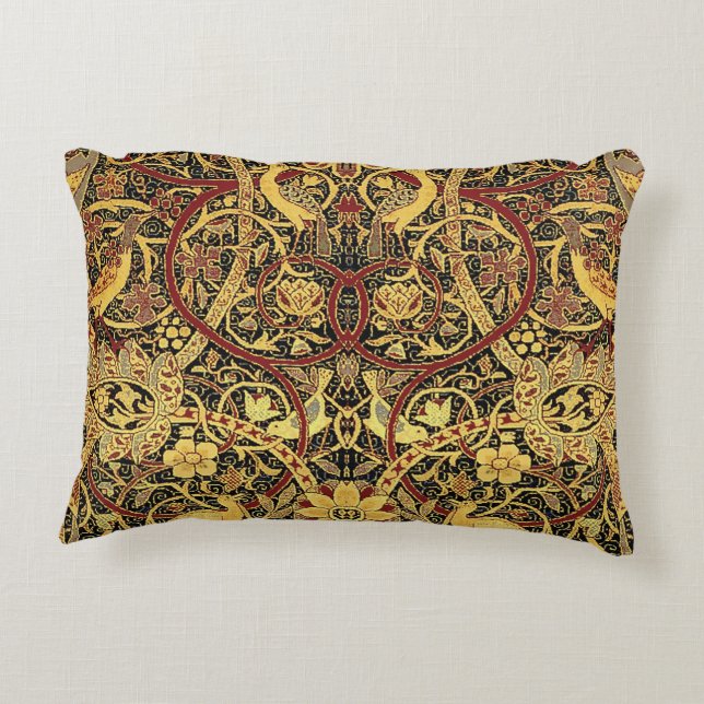 William Morris Bullerswood Faux Tapestry Decorative Pillow (Back)