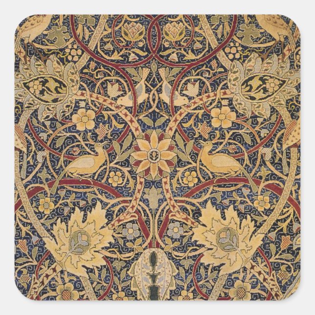 William Morris Bullerswood Faux Tapestry Square Sticker (Front)