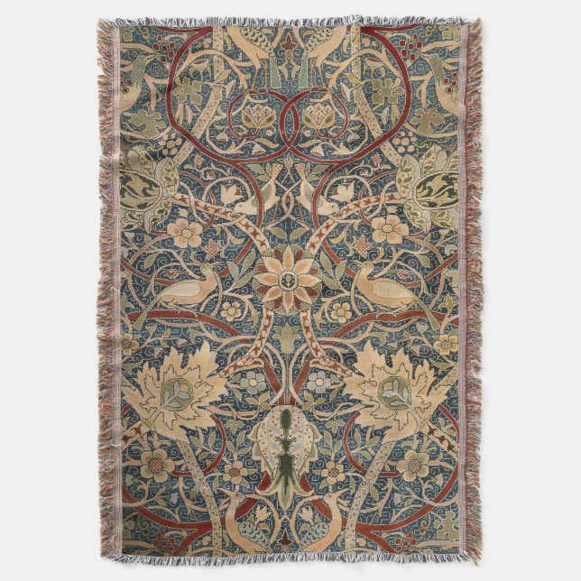 William Morris Bullerswood Faux Tapestry Throw Blanket (Front Vertical)