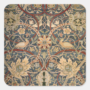 William Morris Bullerswood Vintage Bird Art Square Sticker