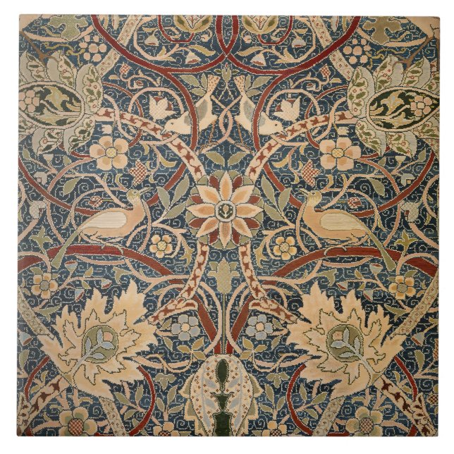 William Morris Bullerswood Vintage Bird Art Tile (Front)