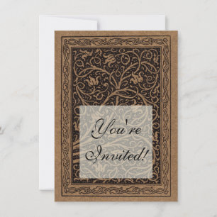William Morris Campion Tooled Leather Damask Invitation